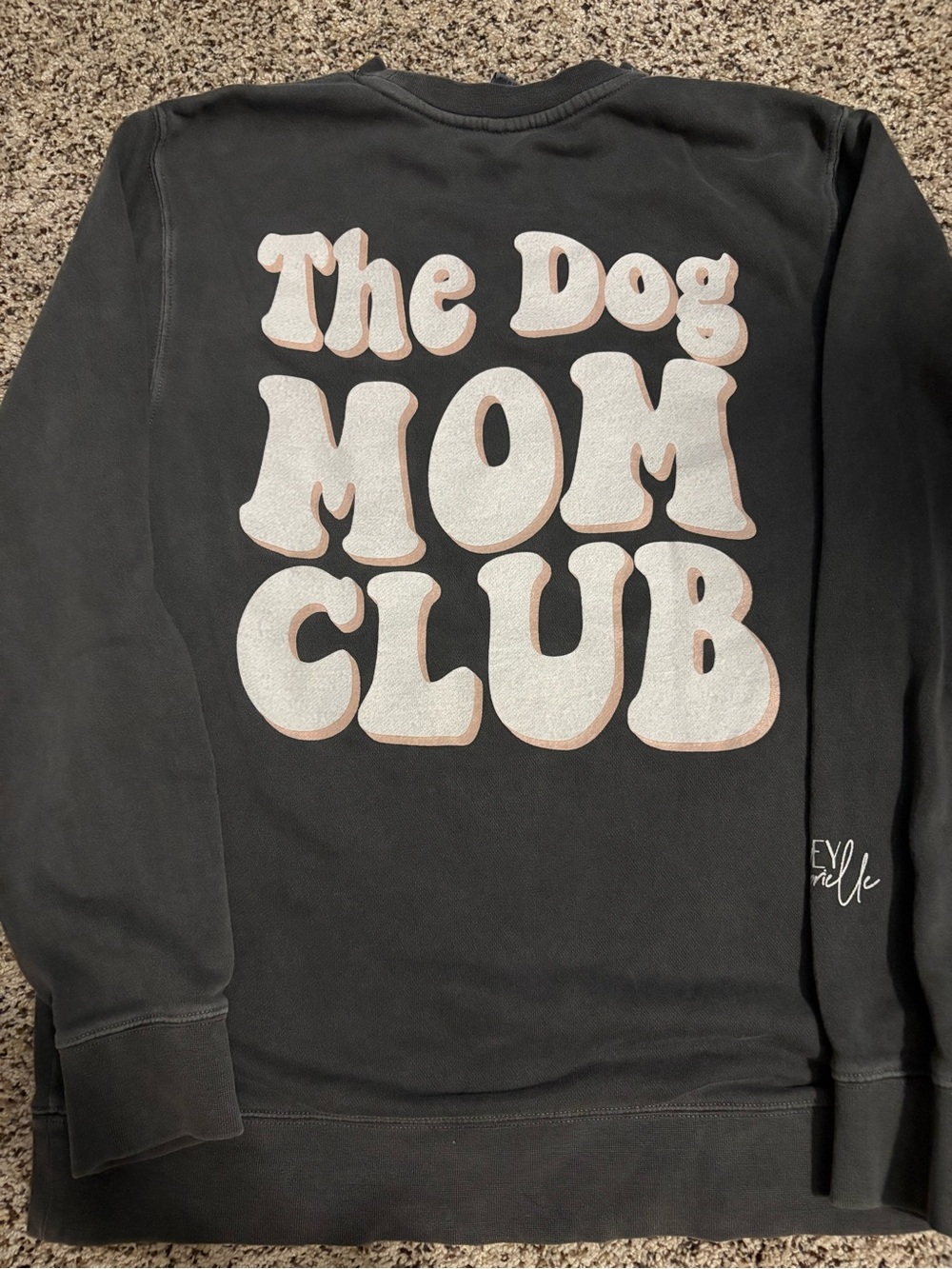 The Dog Mom Club Graphic Sweatshirt - Black with White & Pink Print
